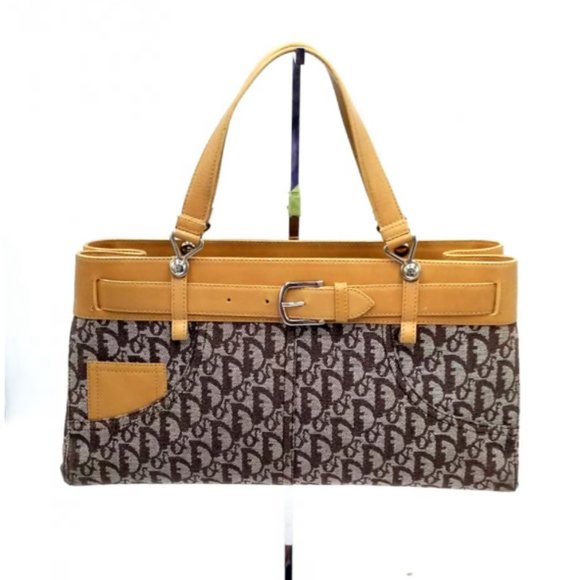 Dior Vintage Trotter Monogram Buckle Detail Tote - Picture 3 of 11